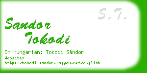 sandor tokodi business card