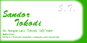 sandor tokodi business card